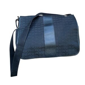 Coach Black Signature Canvas & Leather Messenger Bag F77004